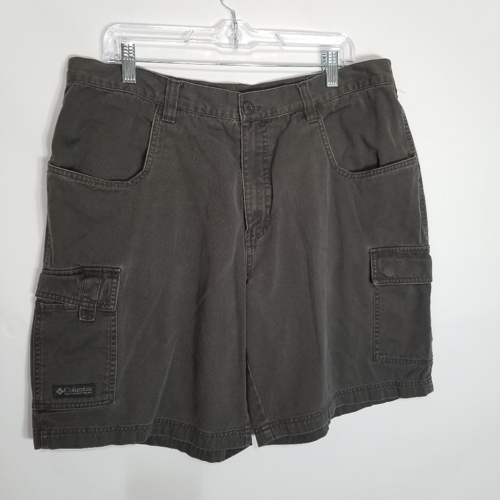 Columbia Shorts Men's 38 Actual 36x9.5 Canvas Cargo 100% Cotton Gray